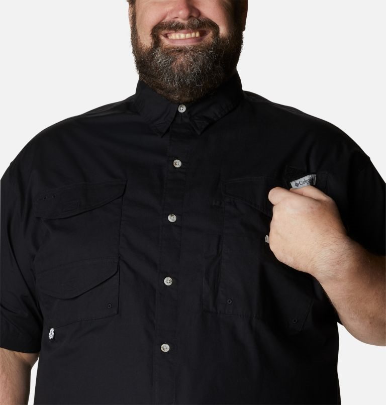Men's Columbia PFG Bonehead Short Sleeve Shirts Black | Plus Size CA-W03C6